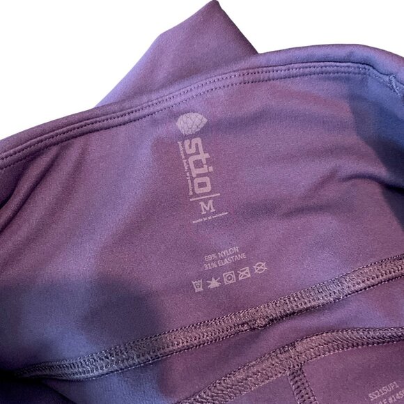 Stio Glide High Rise Crop Tech Tight Leggings Purple Zipped Pocket Size M - Picture 6 of 7